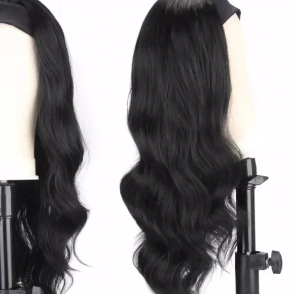 Natural  black body wave synthetic headband hair wig 16” - Picture 4 of 4